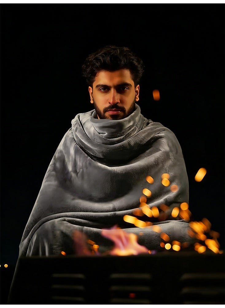 نامالو بطانية نامالو مصنوعة من البوليستر بنسبة 100%، وزنها 280 غرام، بطانية مناسبة لجميع الفصول، بطانية مخملية ناعمة ومريحة، مناسبة للأسرة والأرائك، لونها رمادي. - Image 5